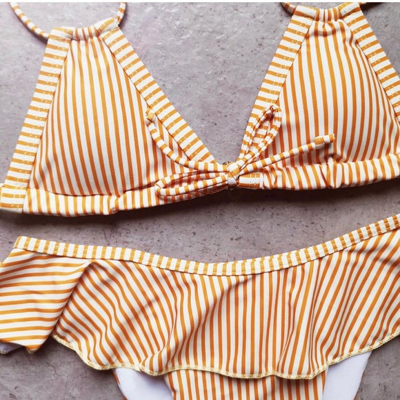 Canary Stripe Tamarindo Ruffle High Waist Bikini - Picture 7 of 8